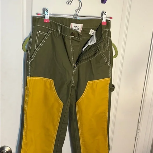 BDG High Rise Color-Block Jeans Green Yellow - Picture 1 of 5